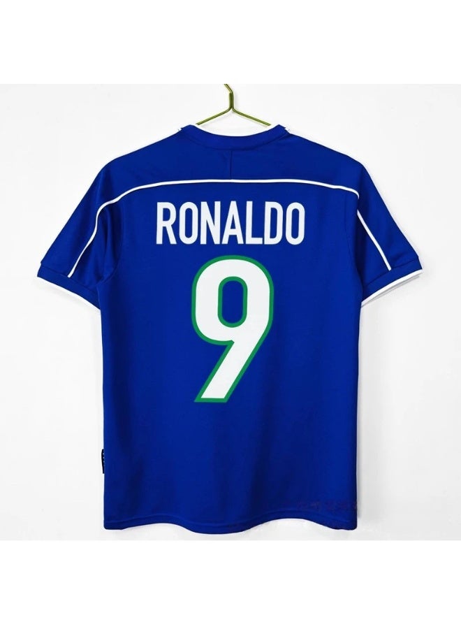 Ronaldo 1998 زي كرة القدم البرازيلية الخارجي الرجعي #9 رونالدو قميص كرة القدم الرجعي هدية للمشجعين والأصدقاء - Image 1